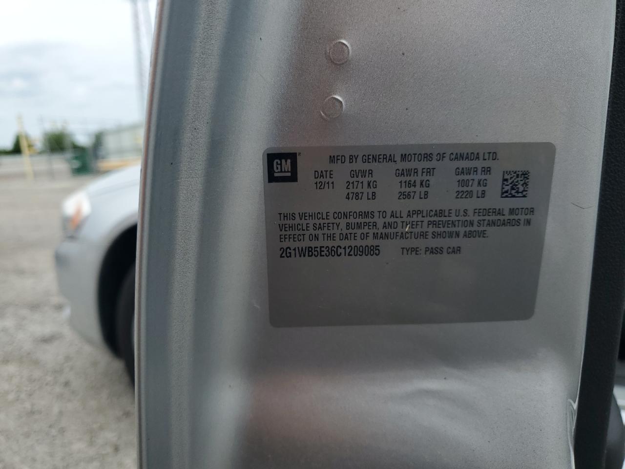 2012 Chevrolet Impala Lt VIN: 2G1WB5E36C1209085 Lot: 57758104