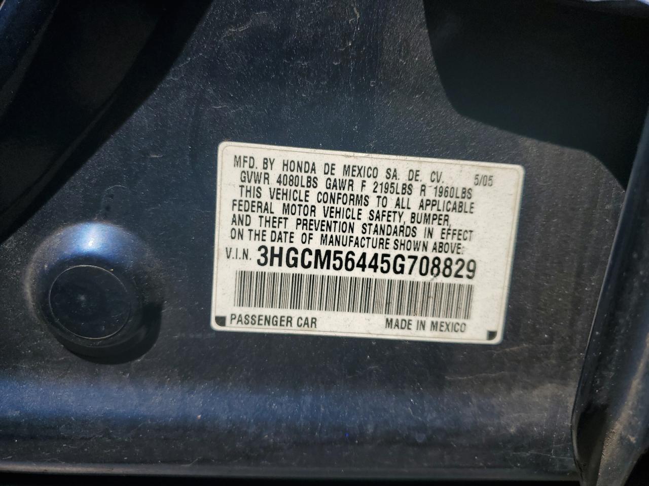 2005 Honda Accord Lx VIN: 3HGCM56445G708829 Lot: 64029064