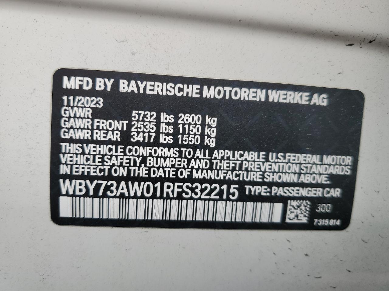 WBY73AW01RFS32215 2024 BMW I4 Edrive 40