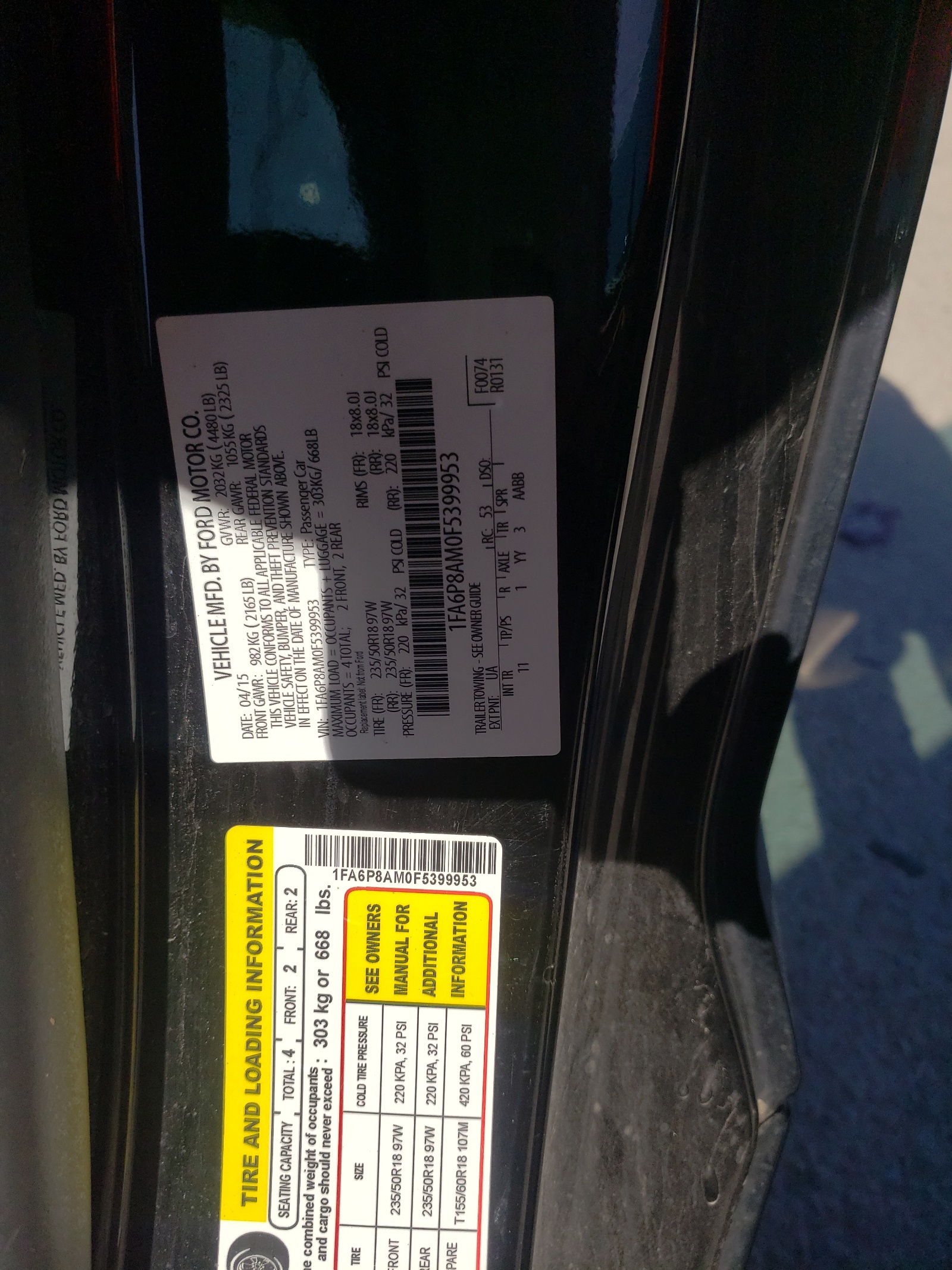 1FA6P8AM0F5399953 2015 Ford Mustang