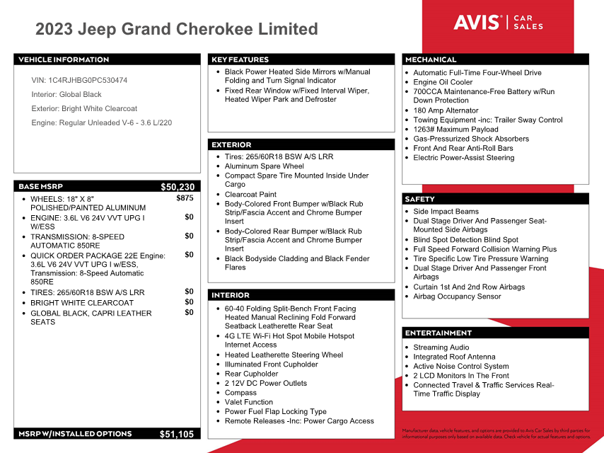 1C4RJHBG0PC530474 2023 Jeep Grand Cherokee Limited 1C4RJHBG0PC530474 2023 Jeep Grand Cherokee Limited