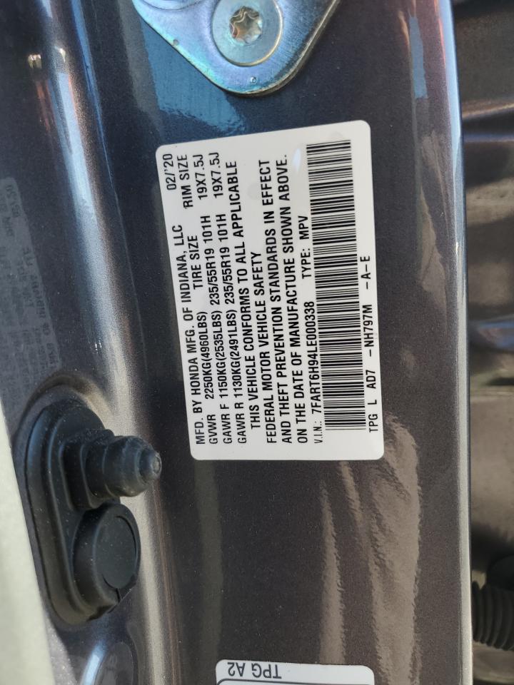 2020 Honda Cr-V Touring VIN: 7FART6H94LE000338 Lot: 58099004