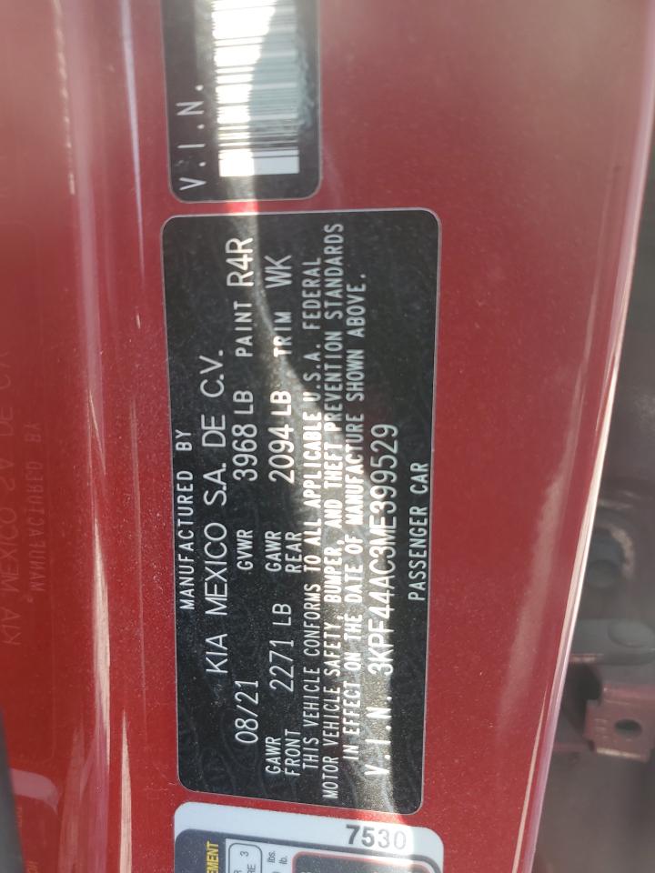 2021 Kia Forte Gt VIN: 3KPF44AC3ME399529 Lot: 61076454