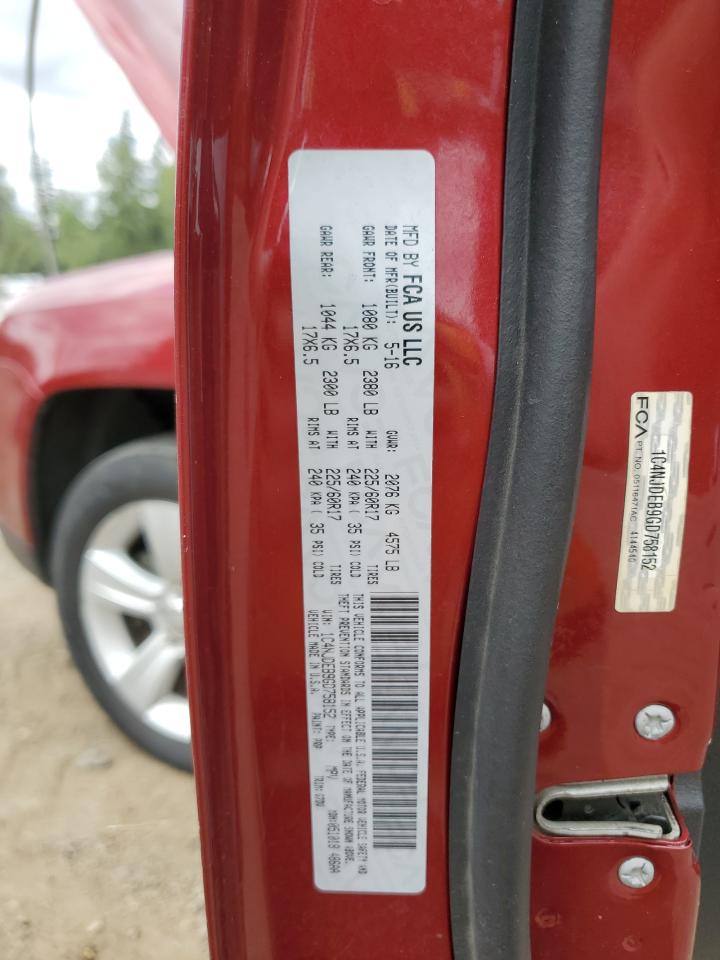 2016 Jeep Compass Latitude VIN: 1C4NJDEB9GD758152 Lot: 60460874