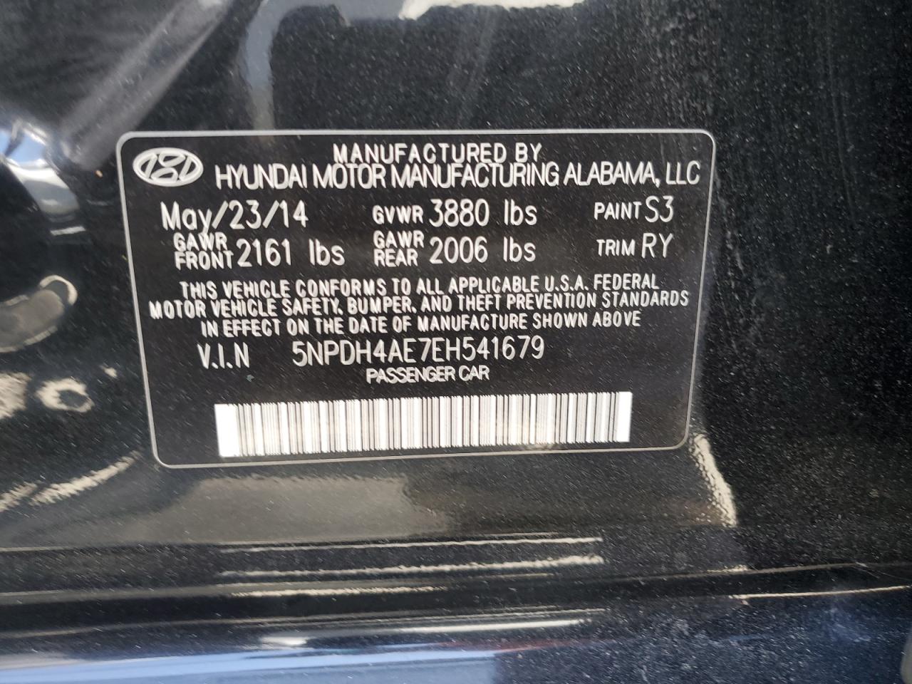 5NPDH4AE7EH541679 2014 Hyundai Elantra Se