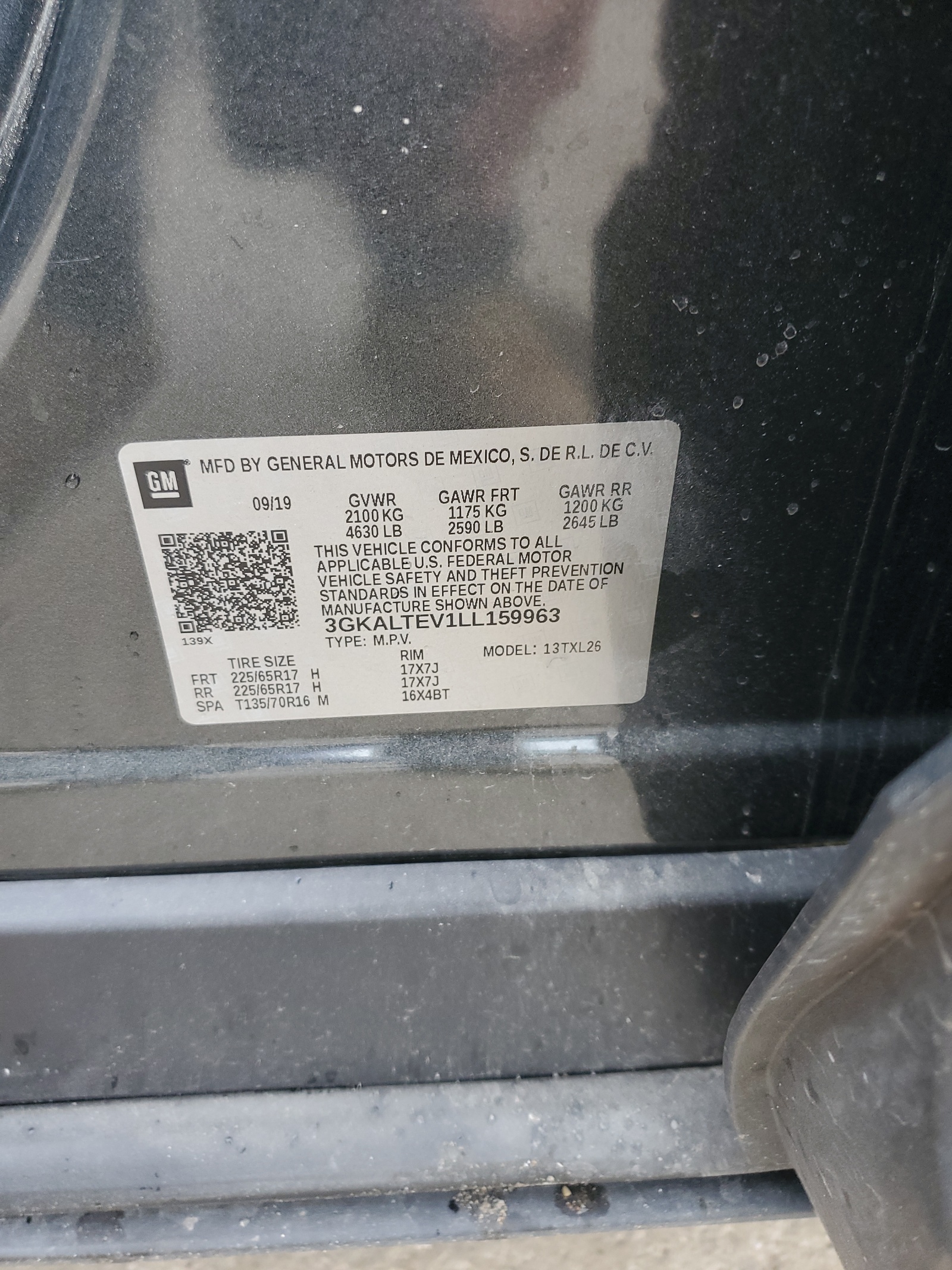 3GKALTEV1LL159963 2020 GMC Terrain Sle