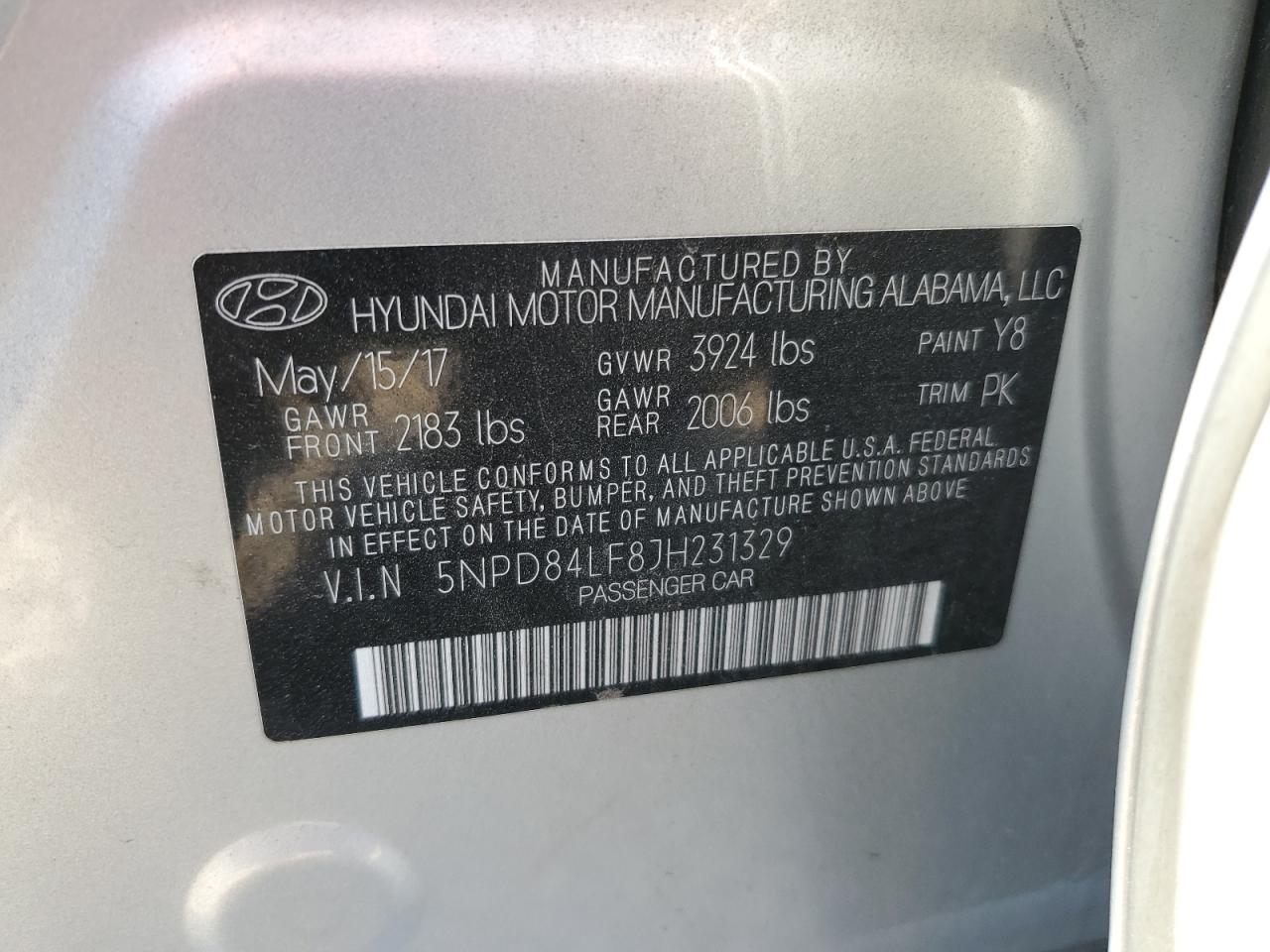 2018 Hyundai Elantra Sel VIN: 5NPD84LF8JH231329 Lot: 59755624