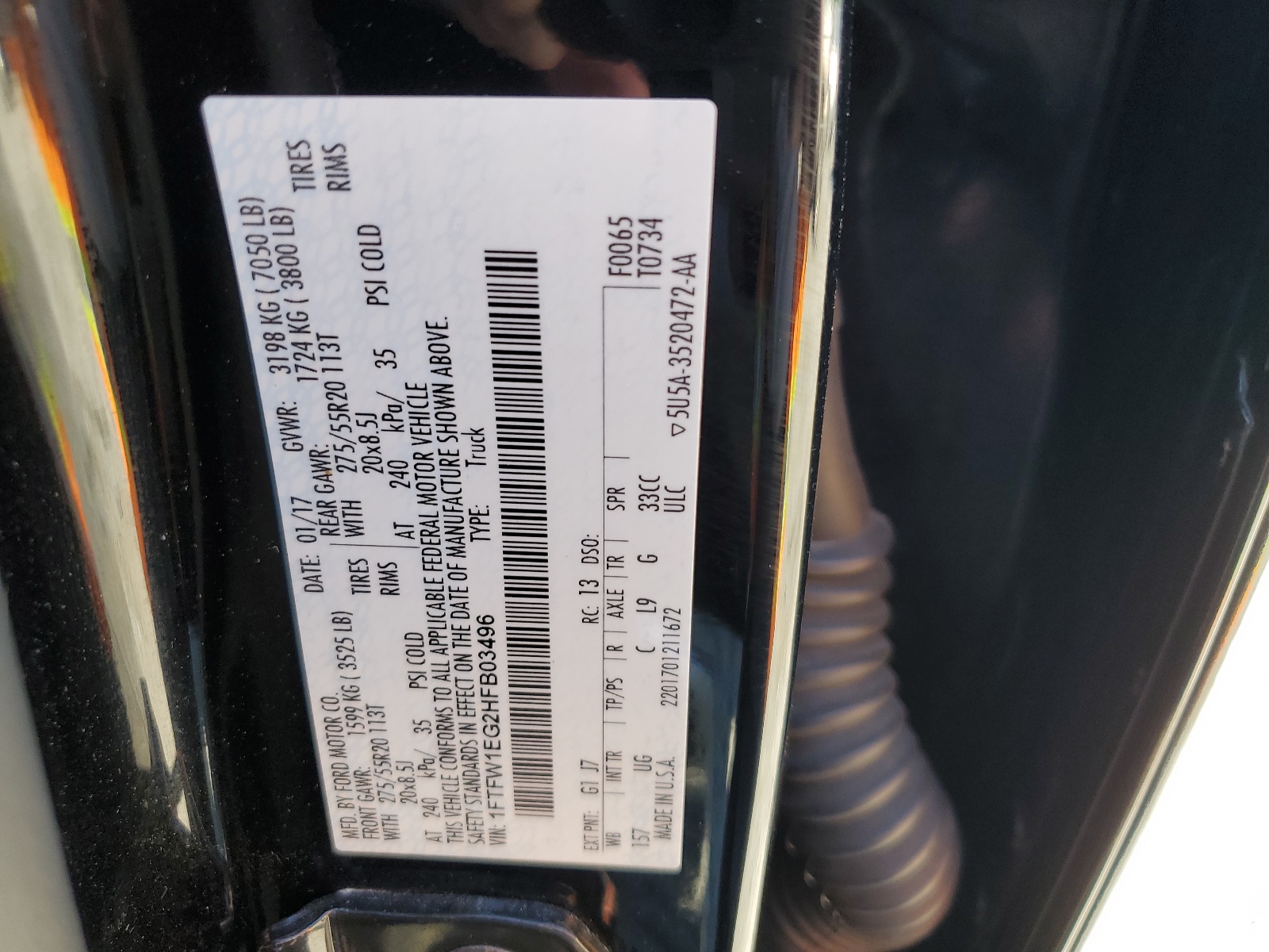 1FTFW1EG2HFB03496 2017 Ford F150 Supercrew