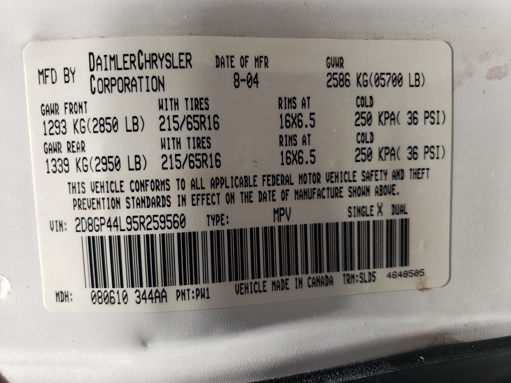 2D8GP44L95R259560 2005 Dodge Grand Caravan Sxt