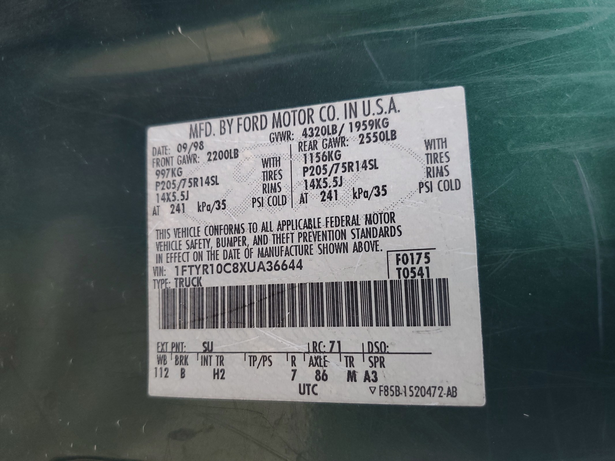 1FTYR10C8XUA36644 1999 Ford Ranger