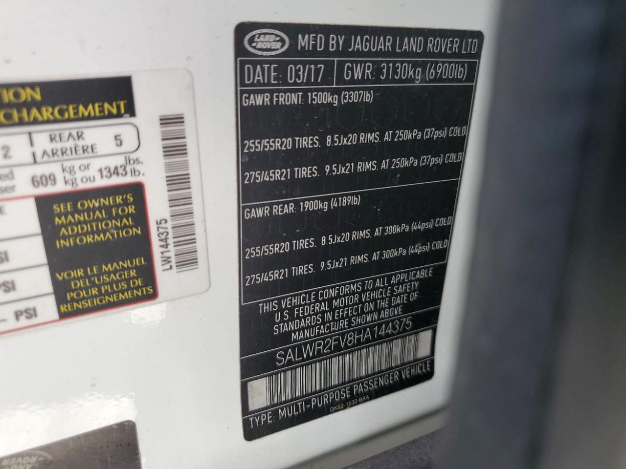2017 Land Rover Range Rover Sport Hse VIN: SALWR2FV8HA144375 Lot: 58511734