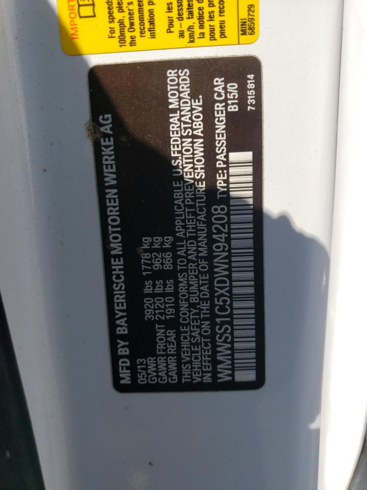 2013 Mini Cooper Paceman VIN: WMWSS1C5XDWN94208 Lot: 57730574