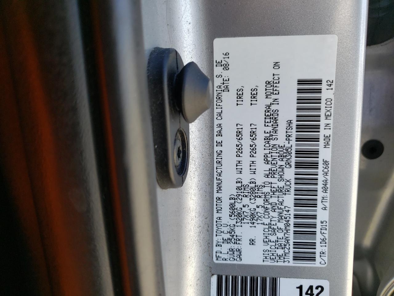 2017 Toyota Tacoma Double Cab VIN: 3TMCZ5AN7HM045147 Lot: 59992684