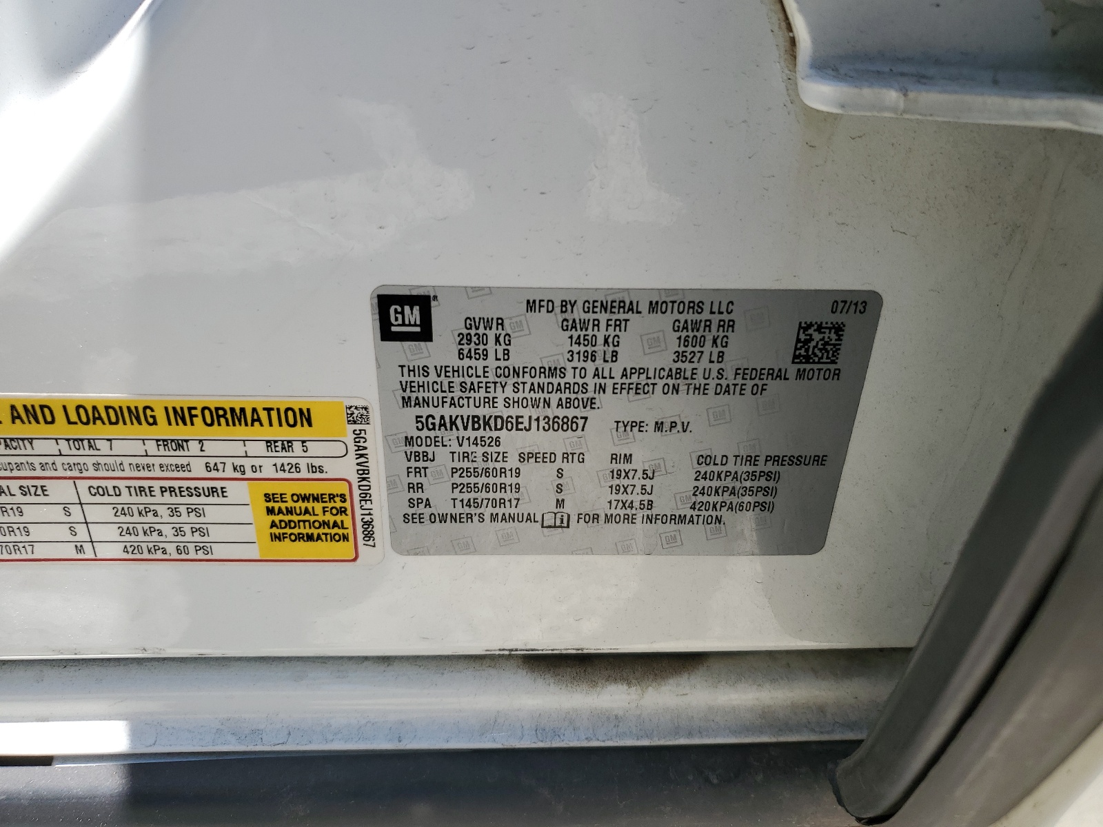 5GAKVBKD6EJ136867 2014 Buick Enclave