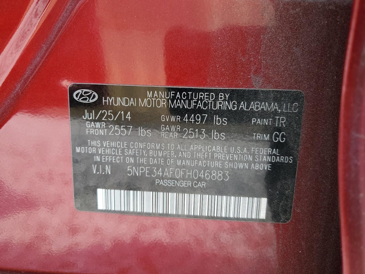 5NPE34AF0FH046883 2015 Hyundai Sonata Sport