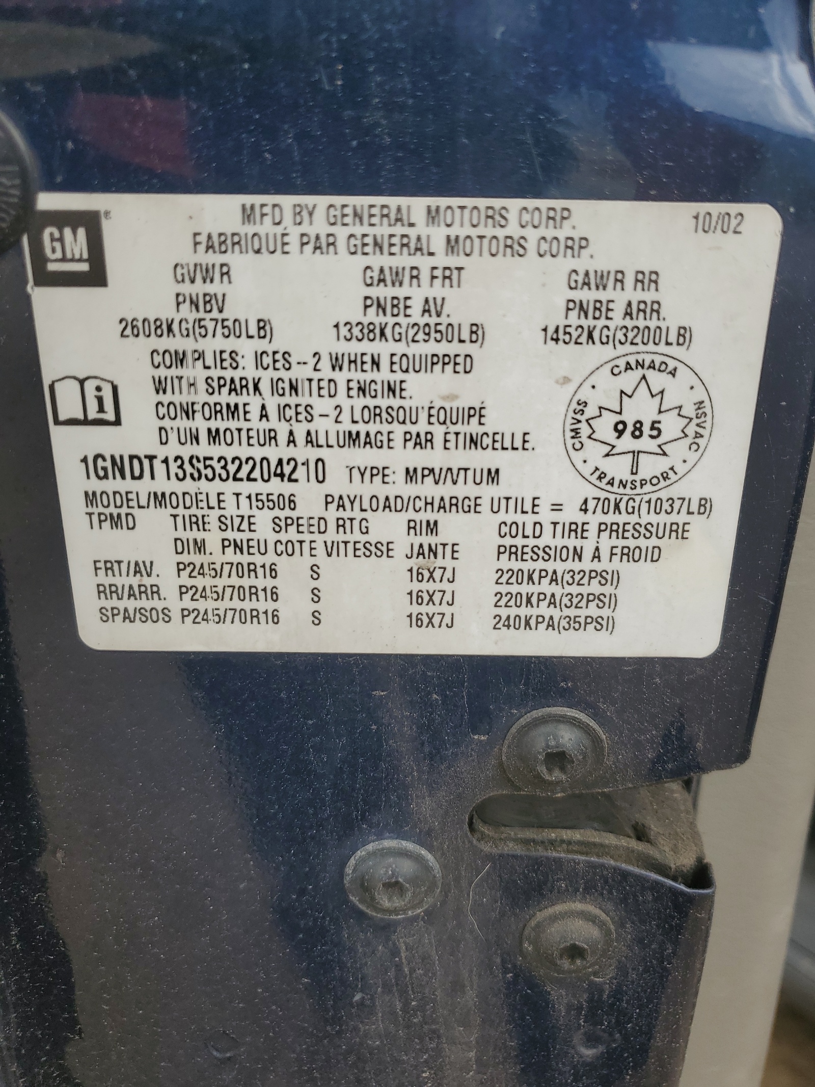 1GNDT13S532204210 2003 Chevrolet Trailblazer