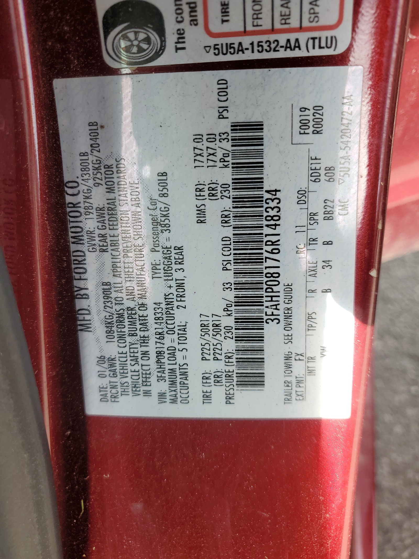 3FAHP08176R148334 2006 Ford Fusion Sel