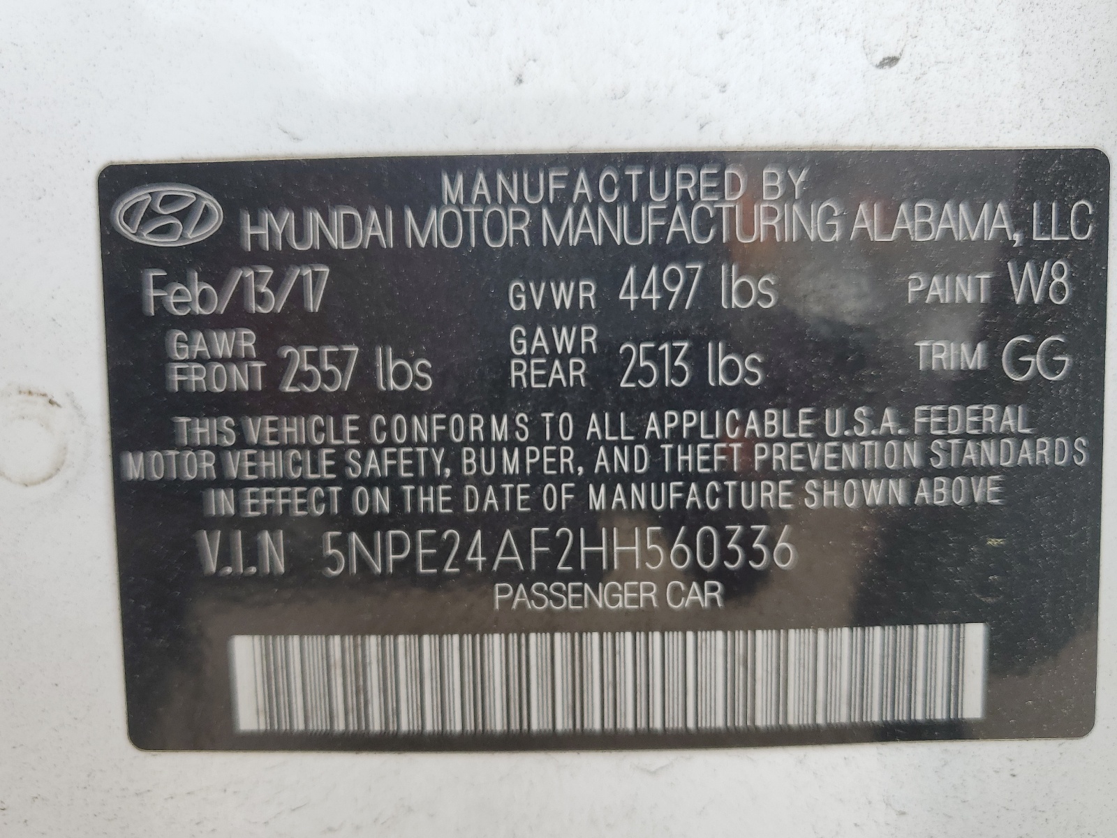 5NPE24AF2HH560336 2017 Hyundai Sonata Se