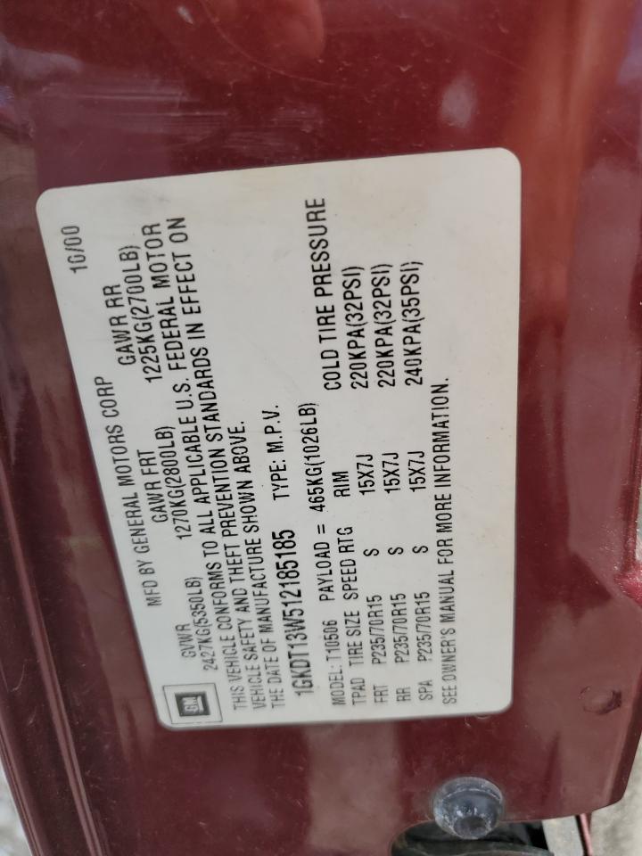 2001 GMC Jimmy VIN: 1GKDT13W512185185 Lot: 57235064