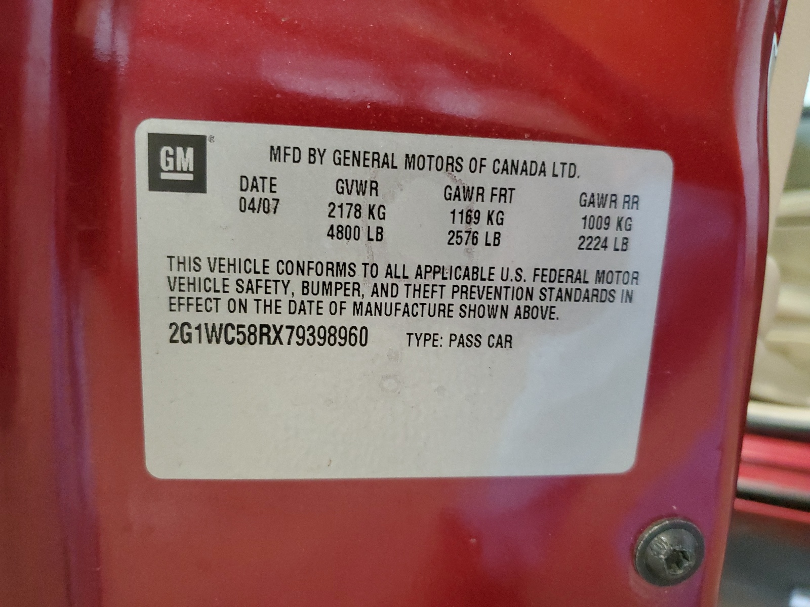 2G1WC58RX79398960 2007 Chevrolet Impala Lt