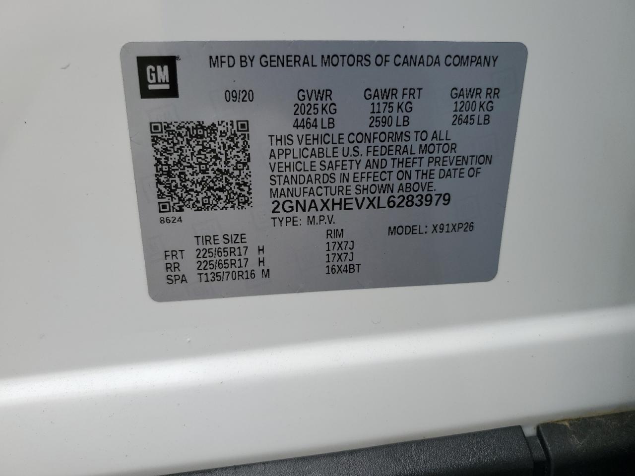 2GNAXHEVXL6283979 2020 CHEVROLET EQUINOX - Image 14