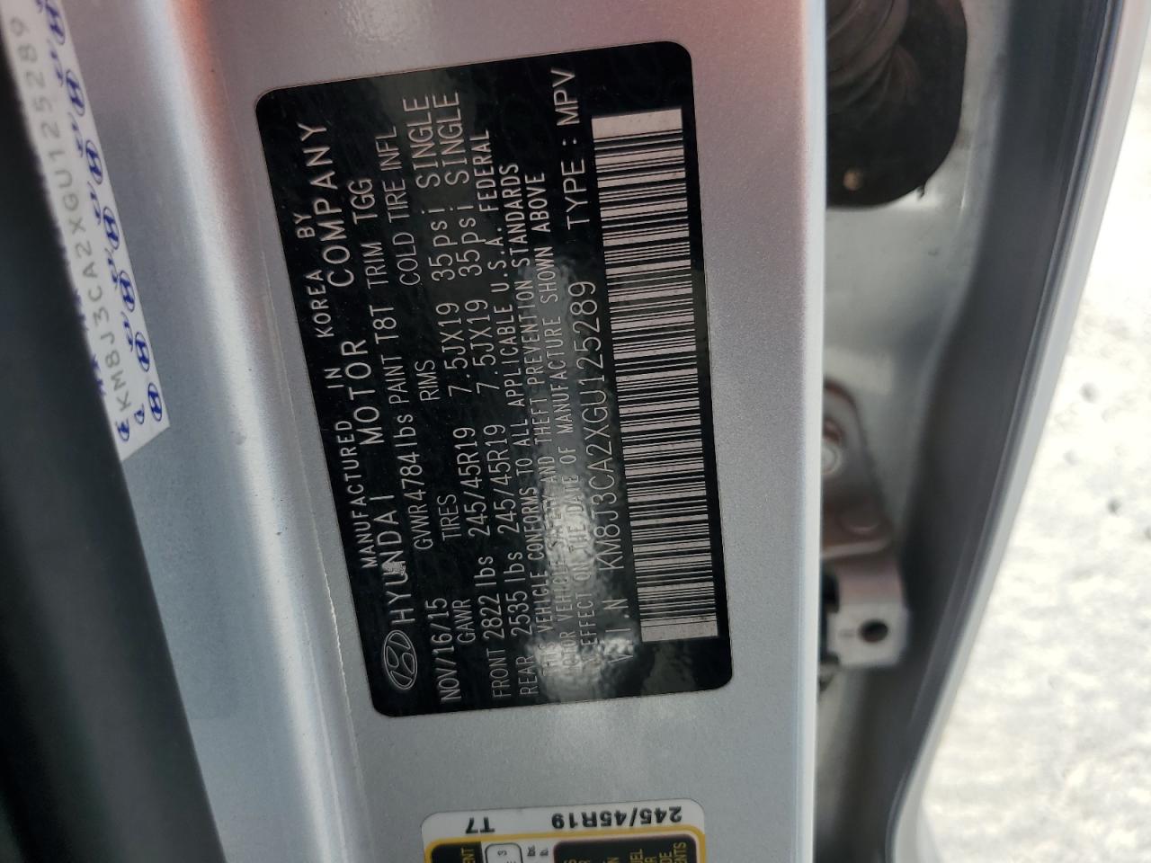 2016 Hyundai Tucson Limited VIN: KM8J3CA2XGU125289 Lot: 58840704