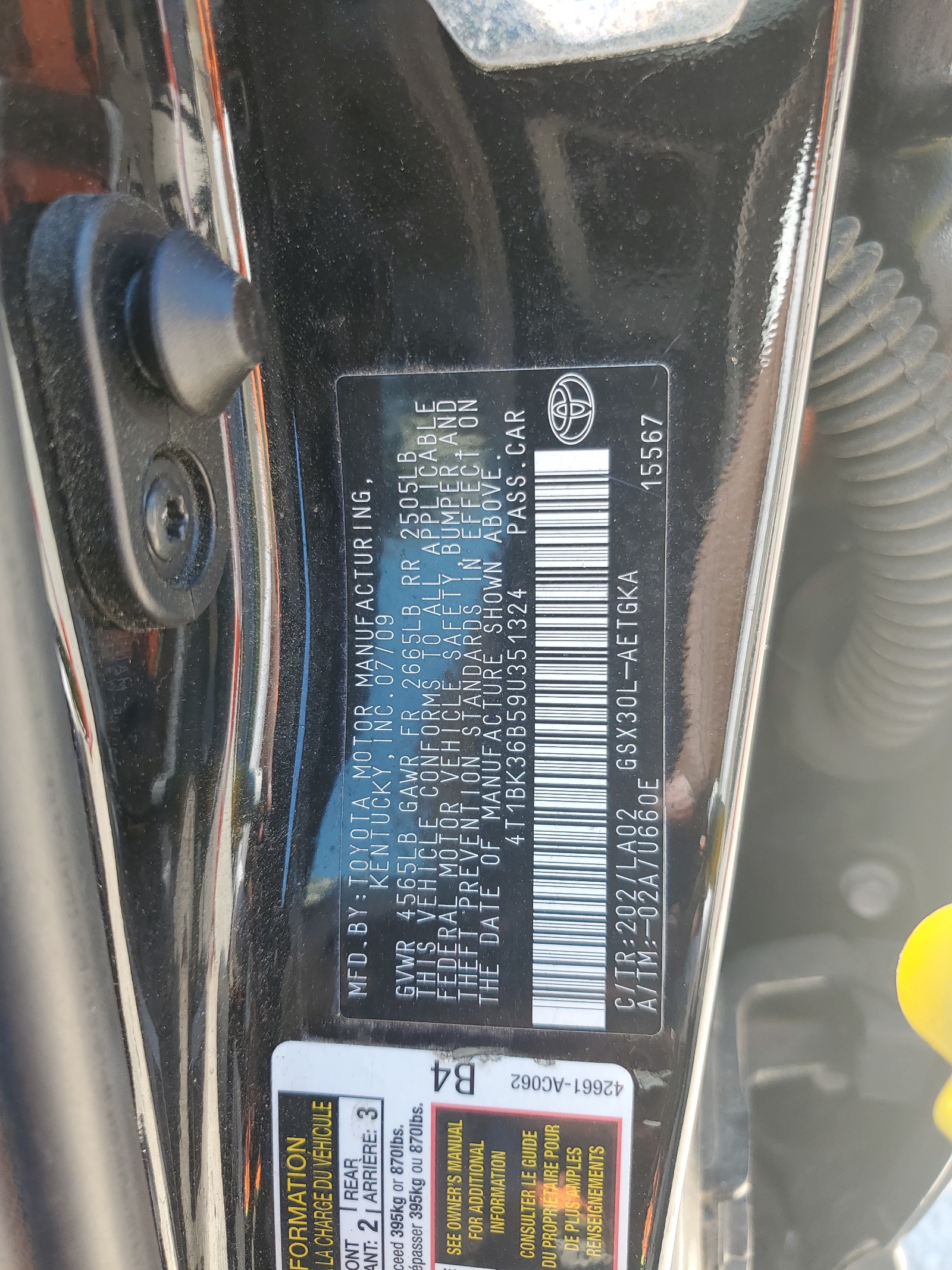 4T1BK36B59U351324 2009 Toyota Avalon Xl