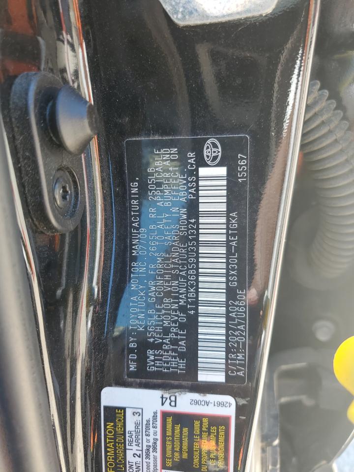 2009 Toyota Avalon Xl VIN: 4T1BK36B59U351324 Lot: 60640064