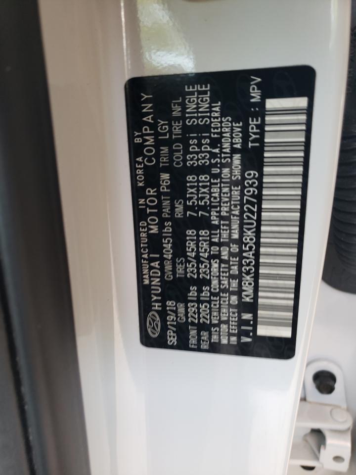 2019 Hyundai Kona Limited VIN: KM8K33A58KU227939 Lot: 60616854