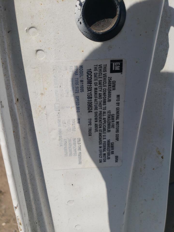 2005 Chevrolet Astro VIN: 1GCDM19X15B109624 Lot: 58563124