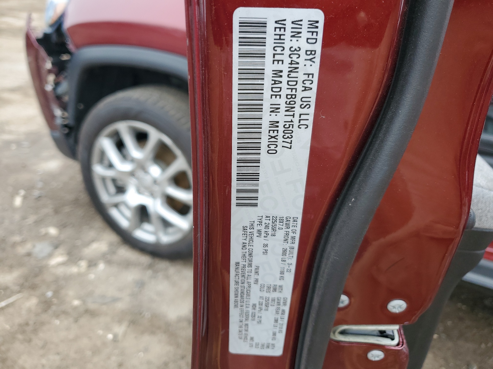 3C4NJDFB9NT150377 2022 Jeep Compass Latitude Lux