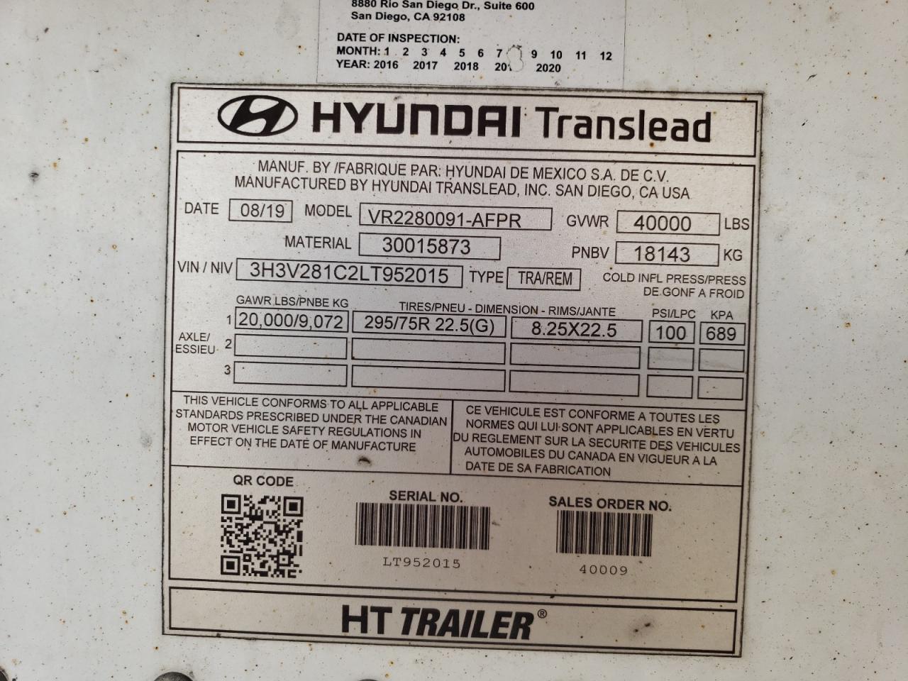 3H3V281C2LT952015 2020 Hyundai Translead