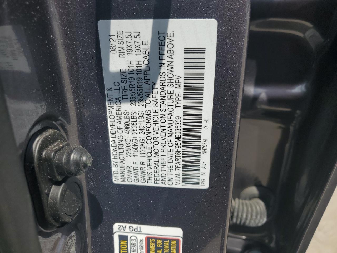 7FART6H95ME035309 2021 Honda Cr-V Touring