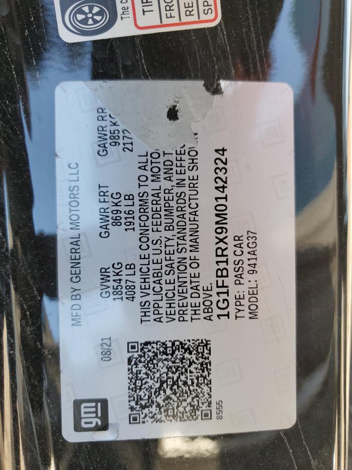 2021 Chevrolet Camaro Ls VIN: 1G1FB1RX9M0142324 Lot: 60125044