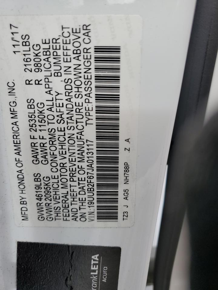 19UUB2F67JA013117 2018 Acura Tlx Tech+A