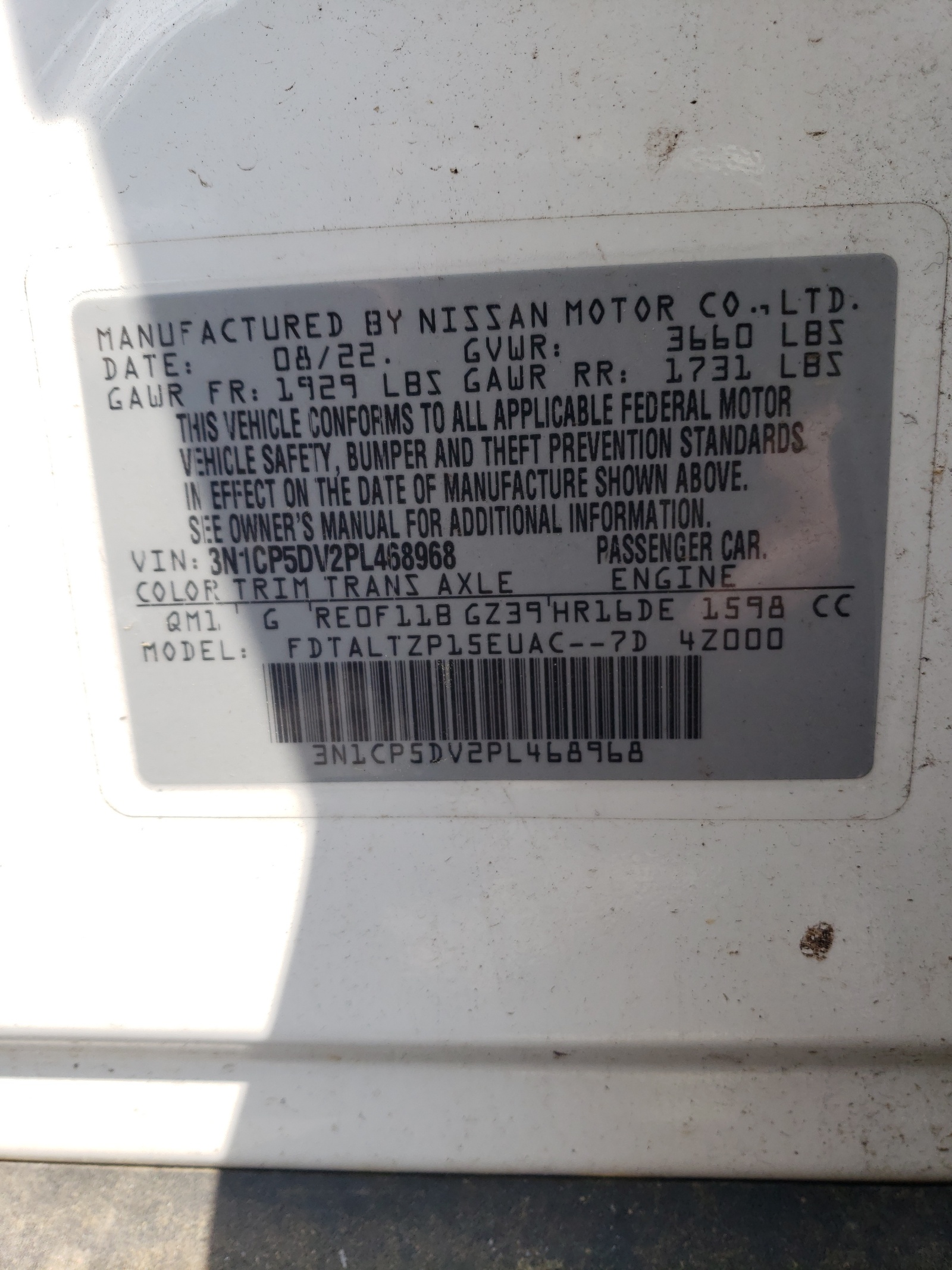 3N1CP5DV2PL468968 2023 Nissan Kicks Sr