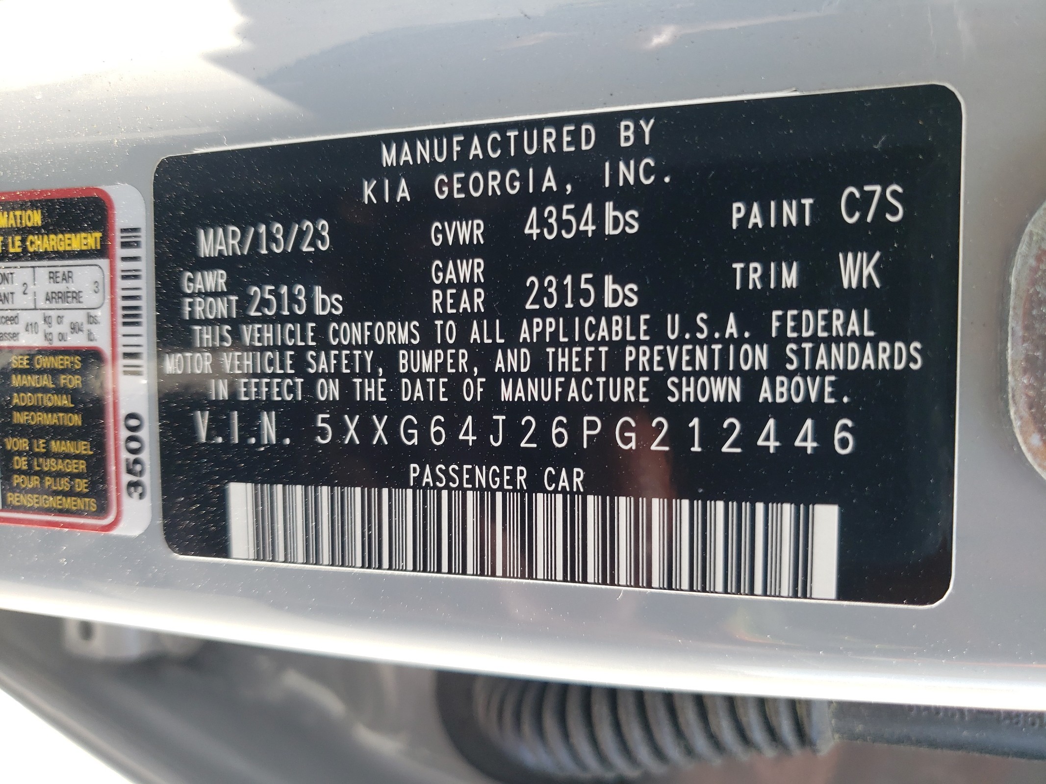 5XXG64J26PG212446 2023 Kia K5 Gt Line