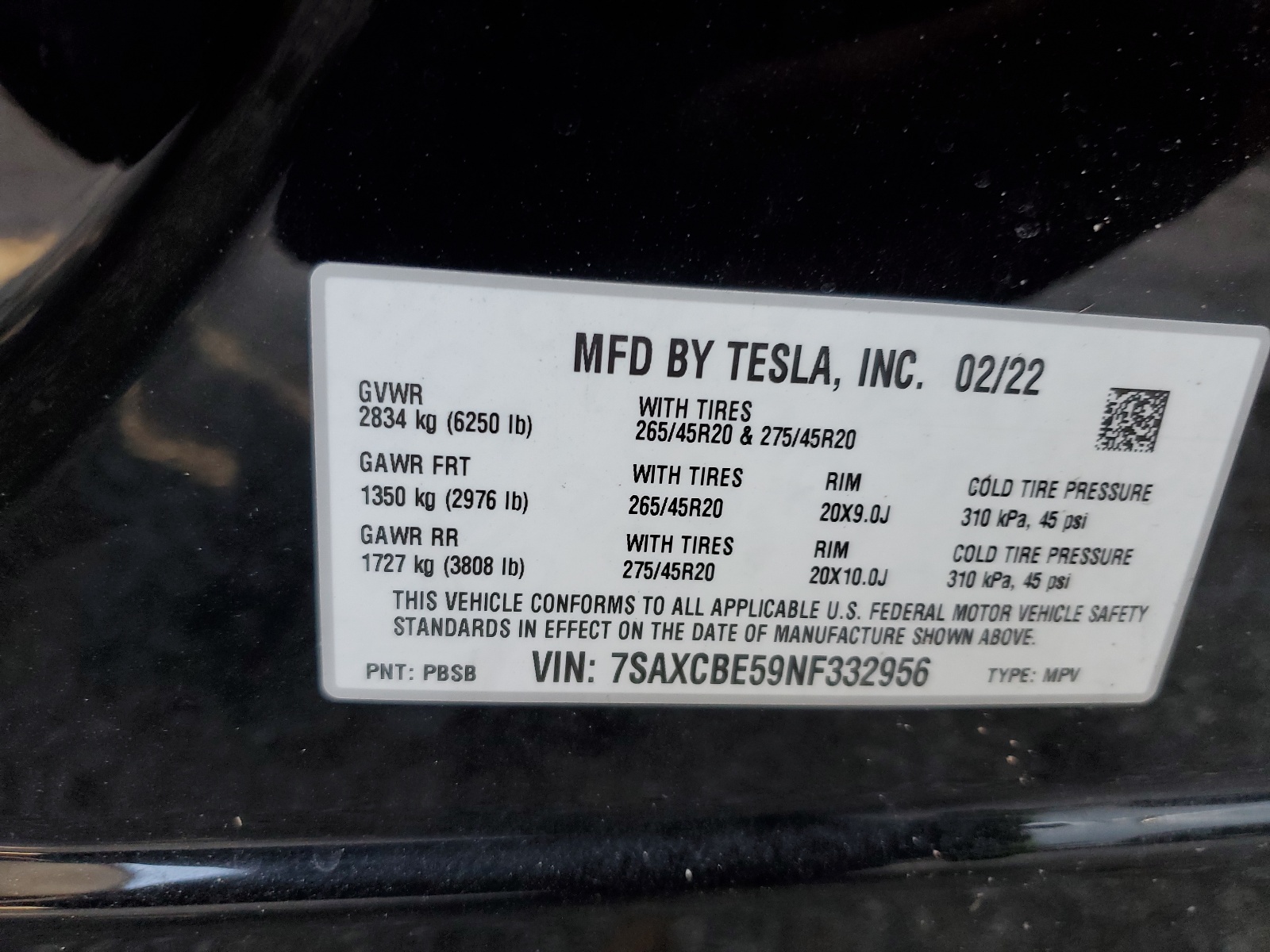 7SAXCBE59NF332956 2022 Tesla Model X