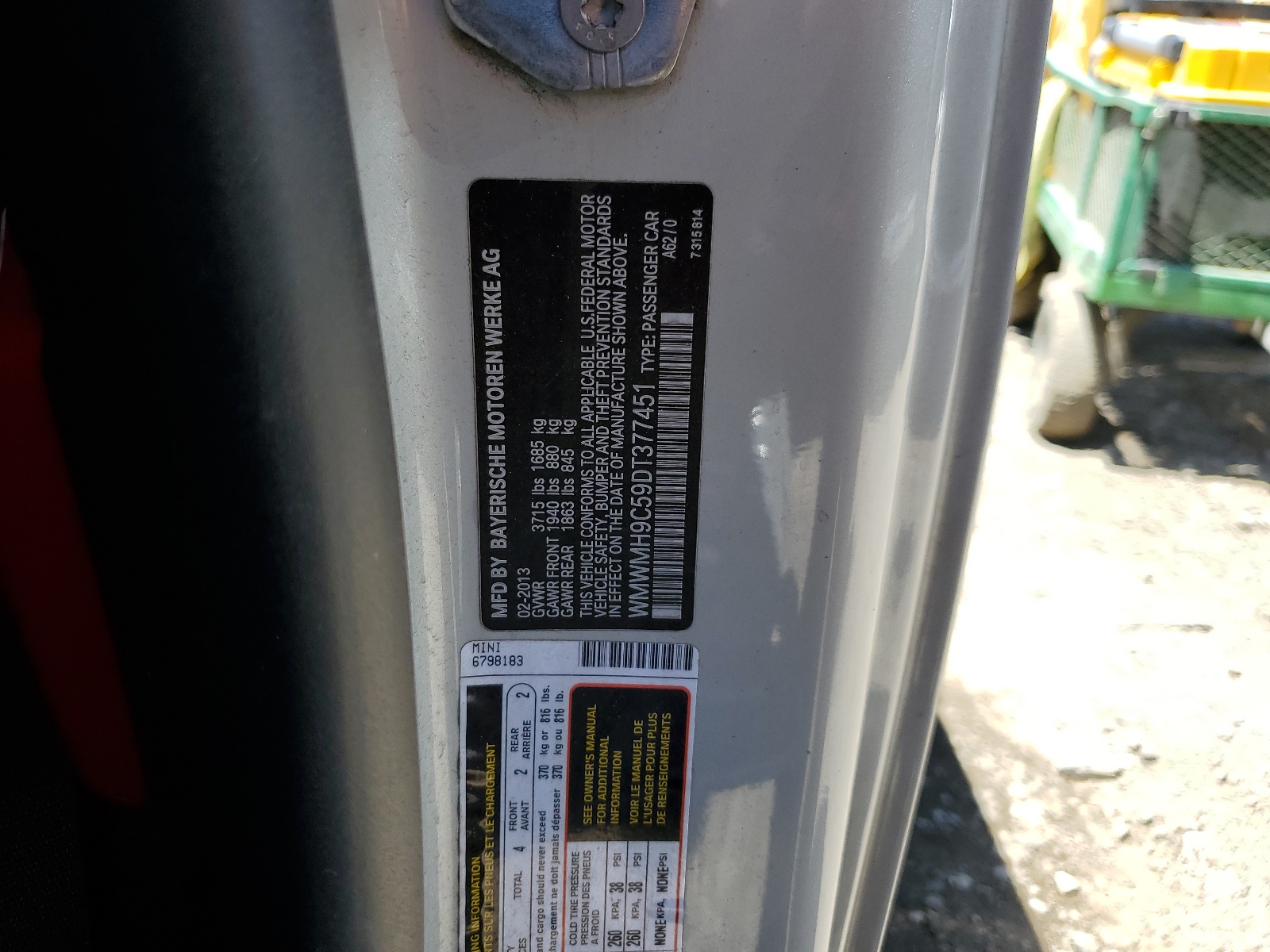 WMWMH9C59DT377451 2013 Mini Cooper Clubman Jcw