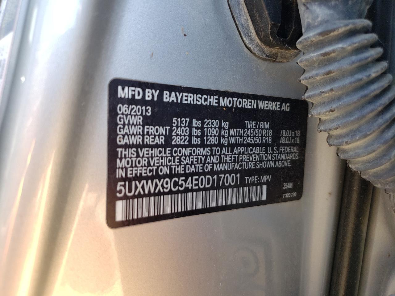 5UXWX9C54E0D17001 2014 BMW X3 xDrive28I