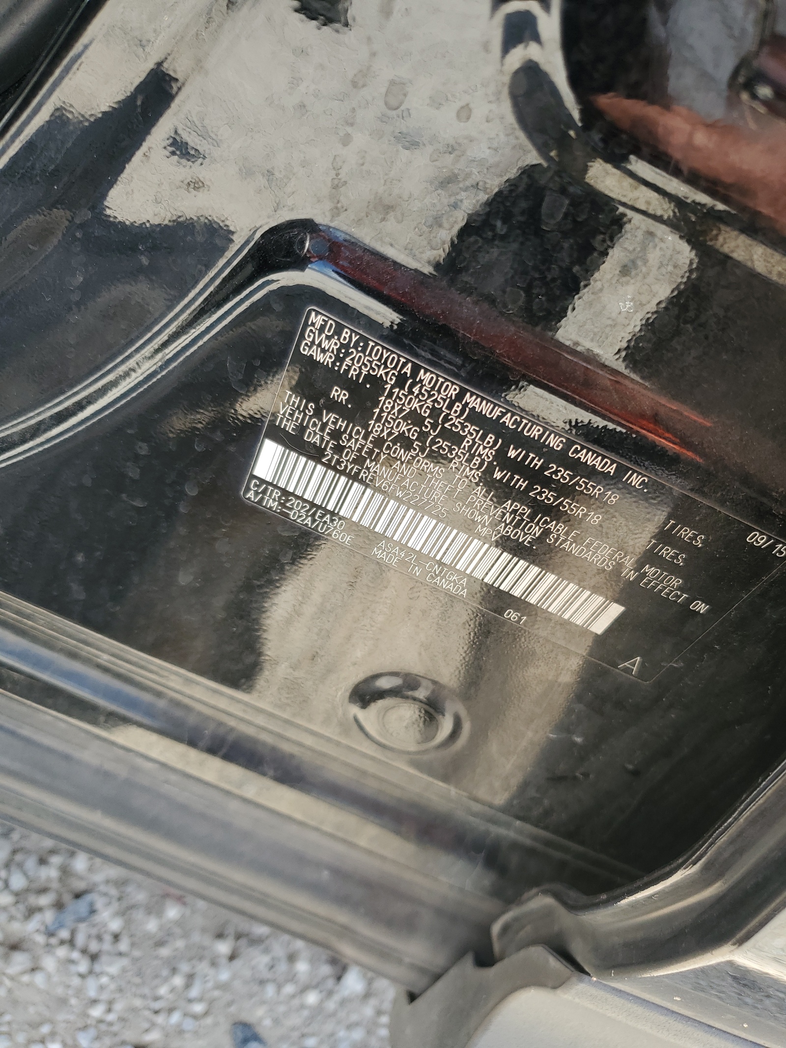 2T3YFREV6FW227725 2015 Toyota Rav4 Limited