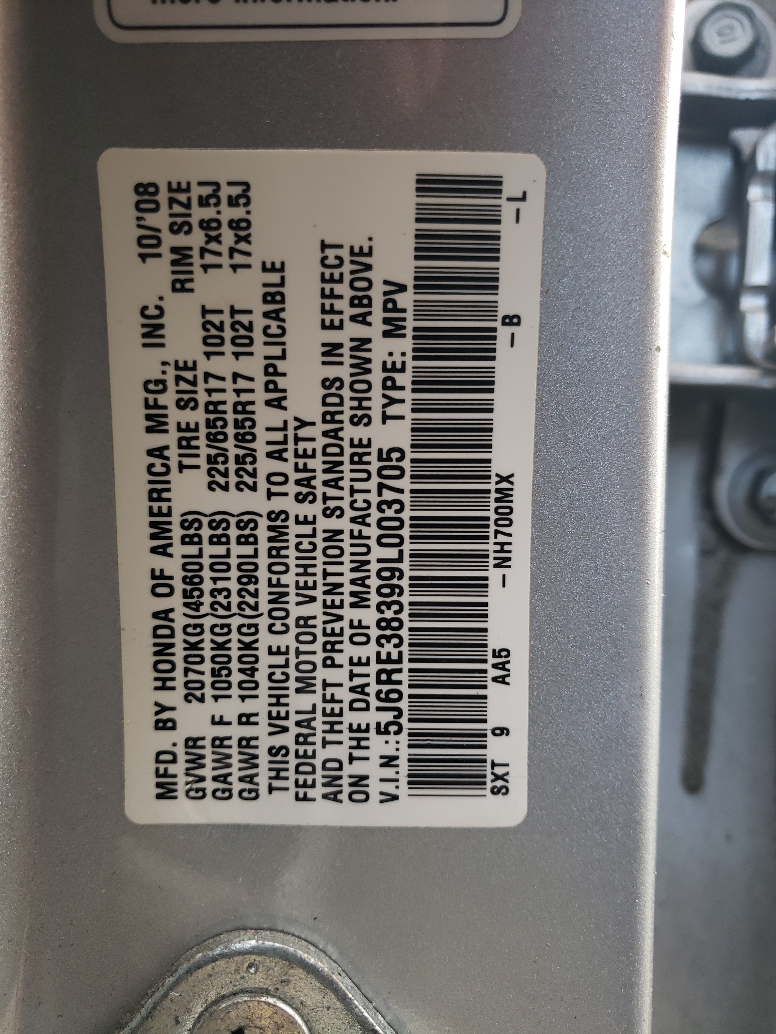 5J6RE38399L003705 2009 Honda Cr-V Lx