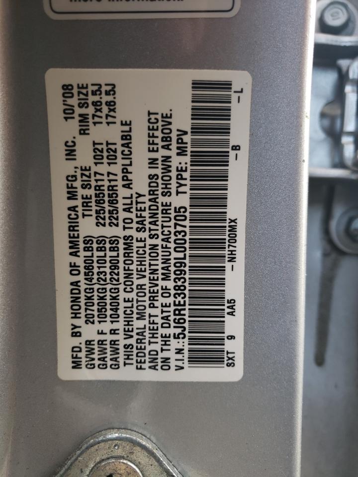 2009 Honda Cr-V Lx VIN: 5J6RE38399L003705 Lot: 58219384