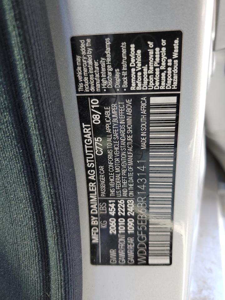 2011 Mercedes-Benz C 300 VIN: WDDGF5EB6BR143141 Lot: 56770494