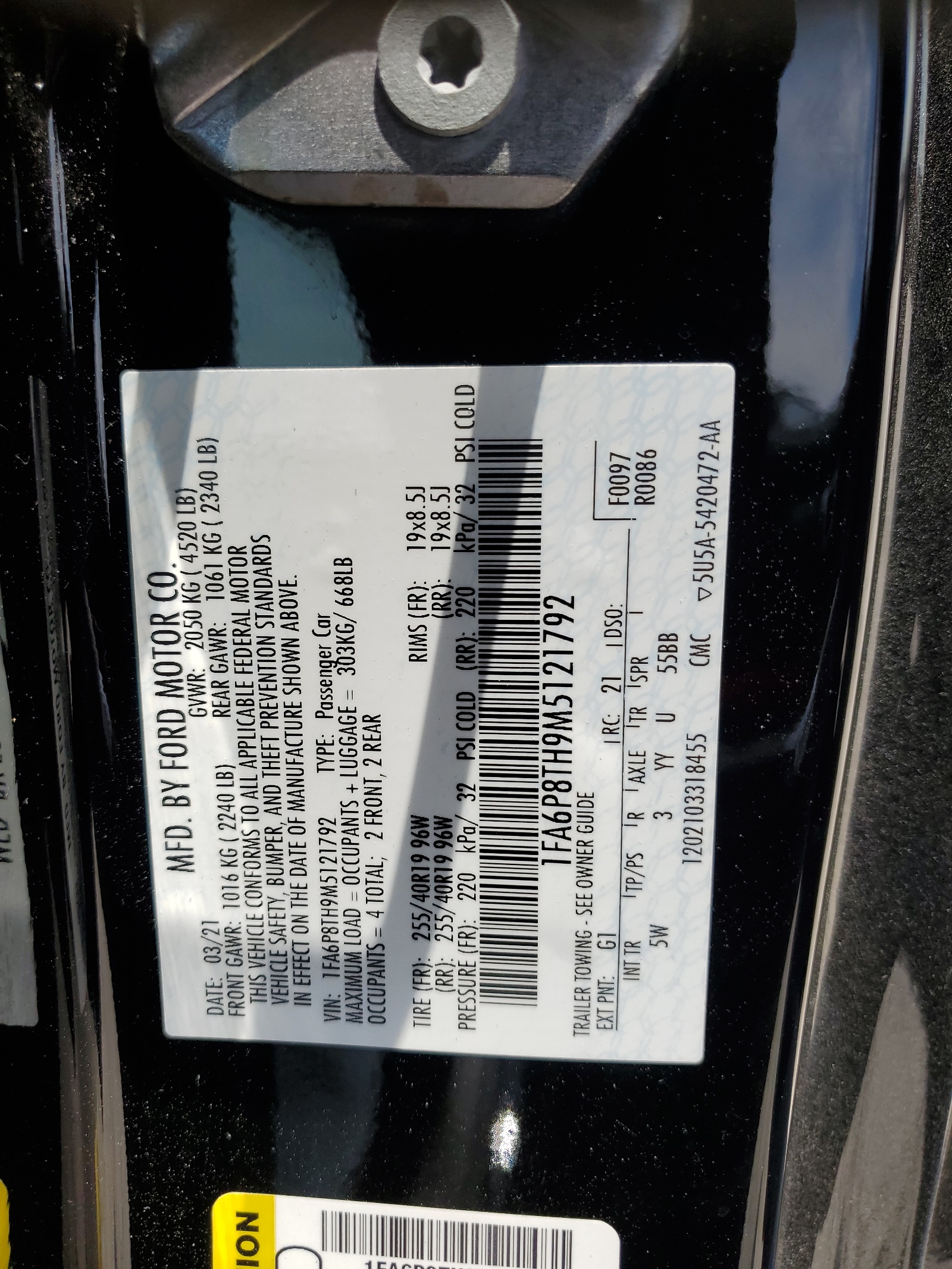 1FA6P8TH9M5121792 2021 Ford Mustang