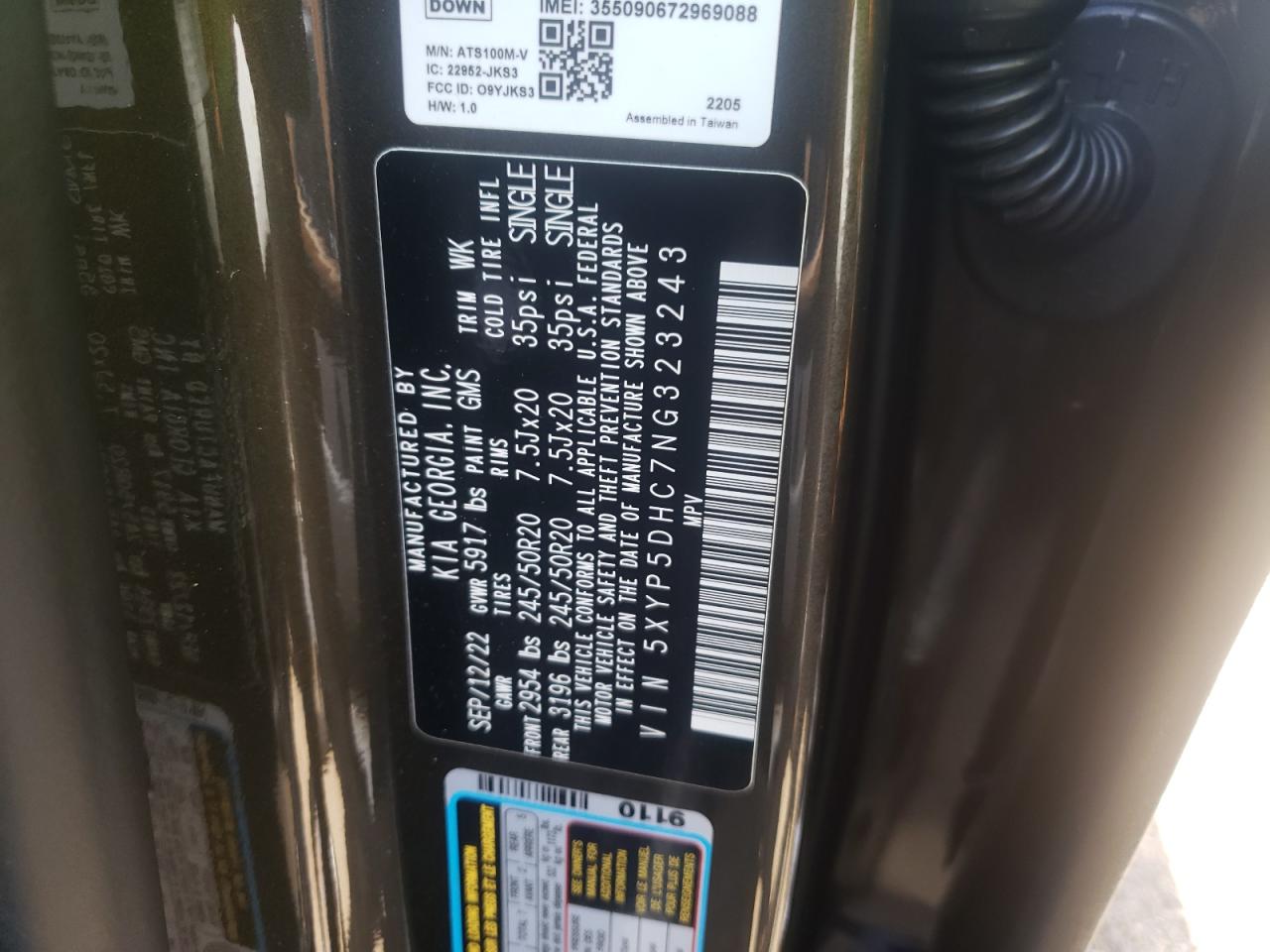 2022 Kia Telluride Sx VIN: 5XYP5DHC7NG323243 Lot: 60482914