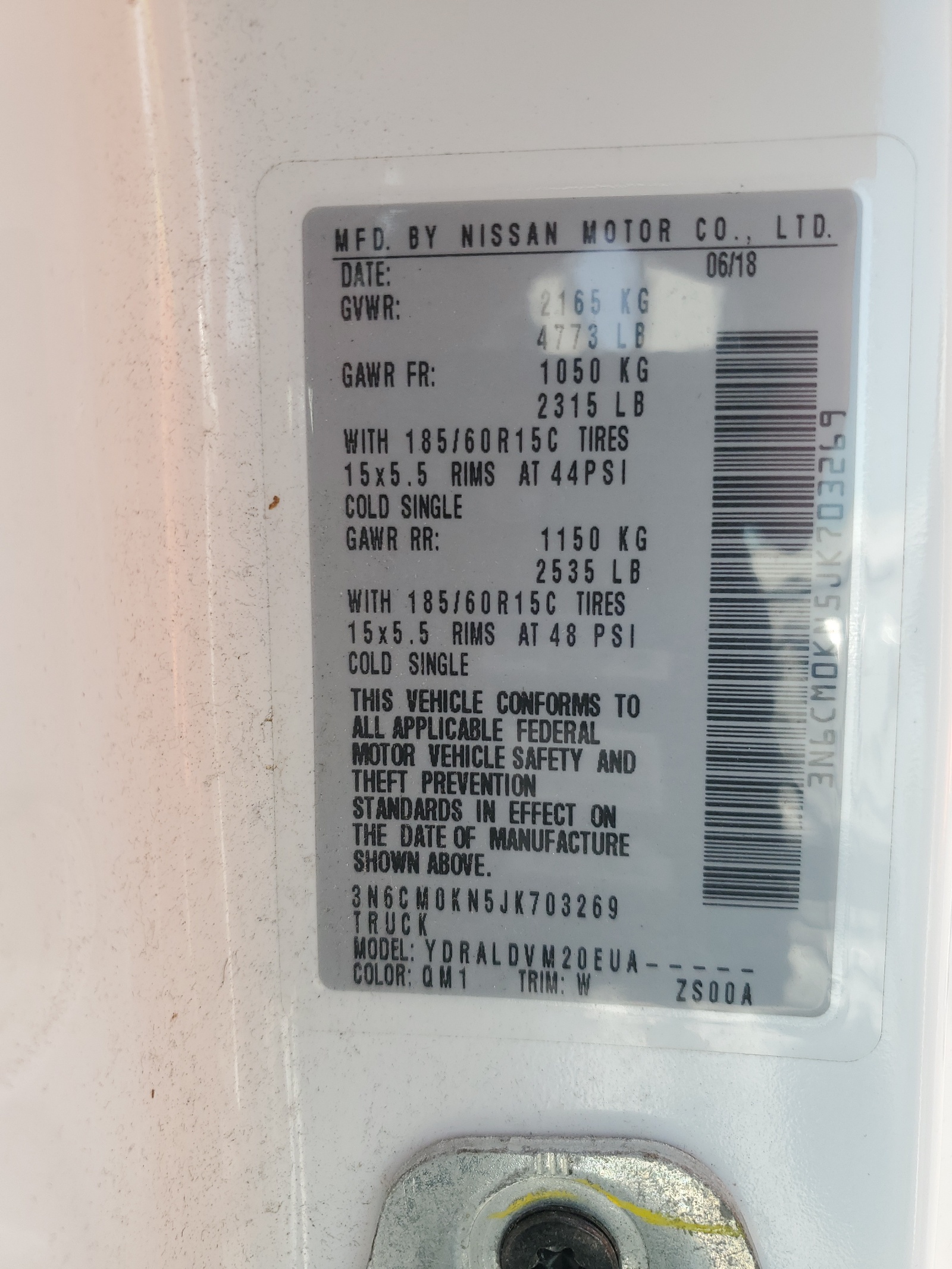 3N6CM0KN5JK703269 2018 Nissan Nv200 2.5S