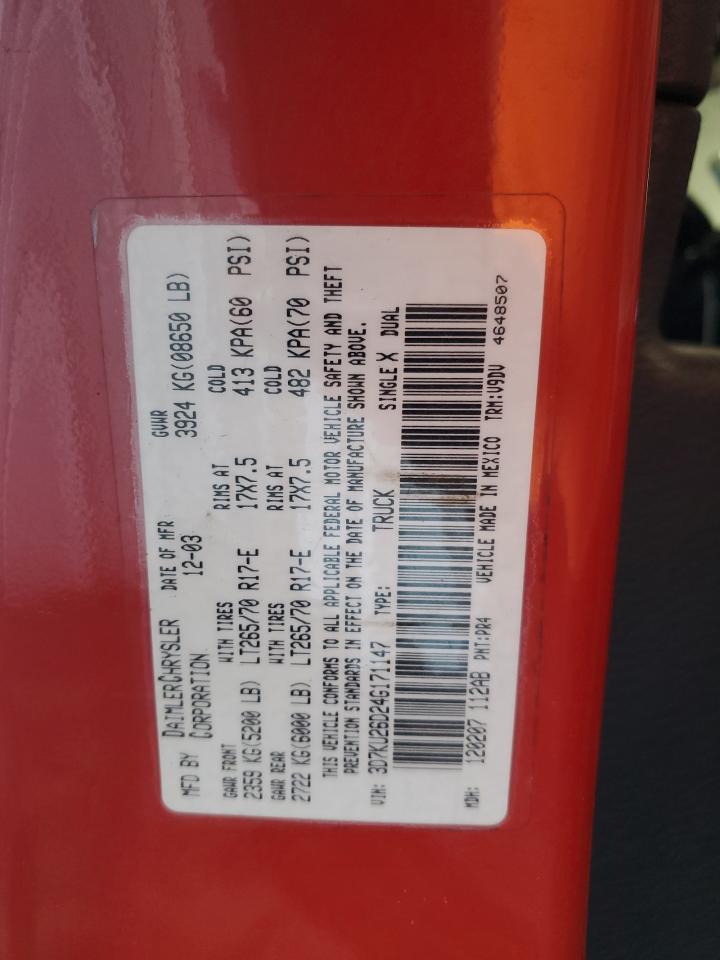 2004 Dodge Ram 2500 St VIN: 3D7KU26D24G171147 Lot: 57450744