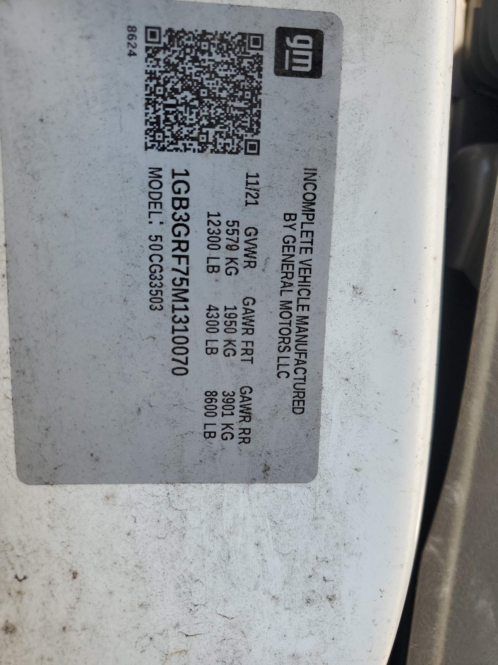 1GB3GRF75M1310070 2021 Chevrolet Express G3500