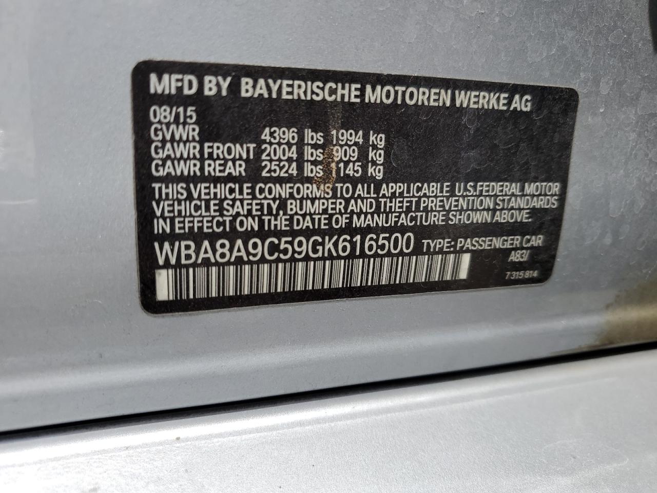 2016 BMW 320 I VIN: WBA8A9C59GK616500 Lot: 59476834